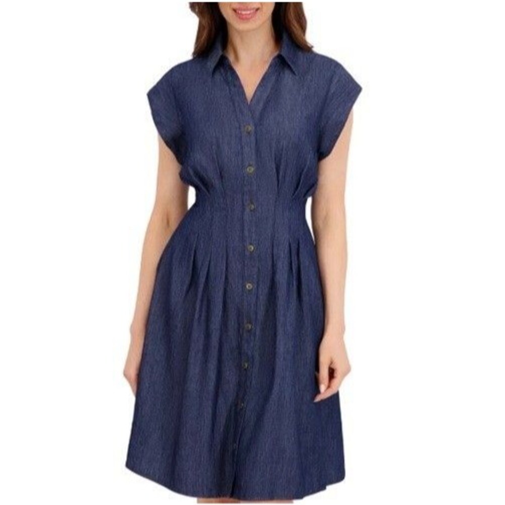 Nautica Jeans Women's Pintuck Dress Dark Denim Size Large NWT